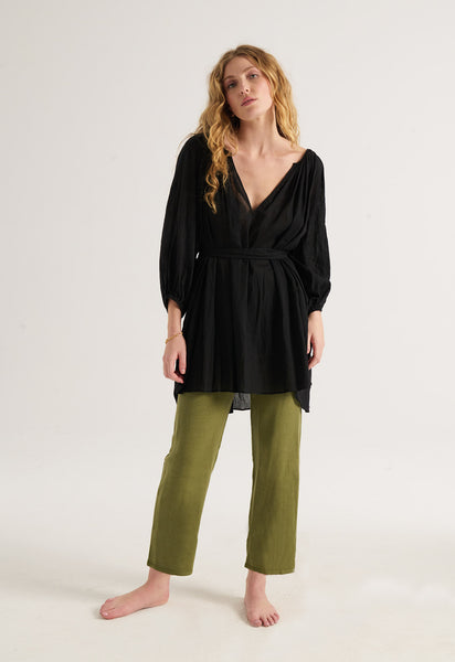 Peasant Tunic in Black – Loup Charmant