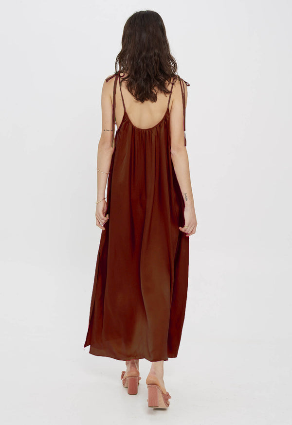 Amelia Slip Dress in Chocolate Silk