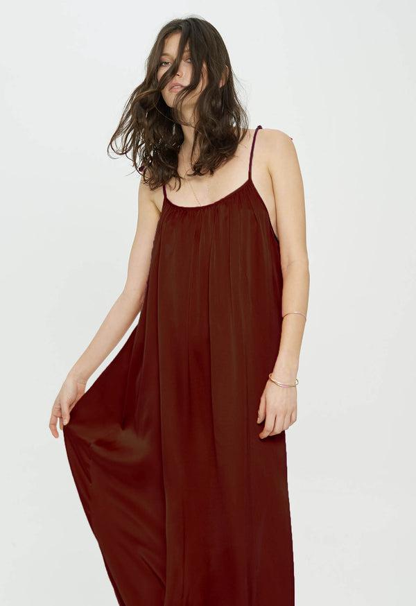 Amelia Slip Dress in Chocolate Silk