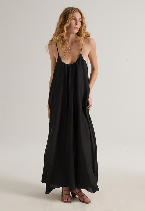 slim fit dress slacks Serita Silk Gown in Black