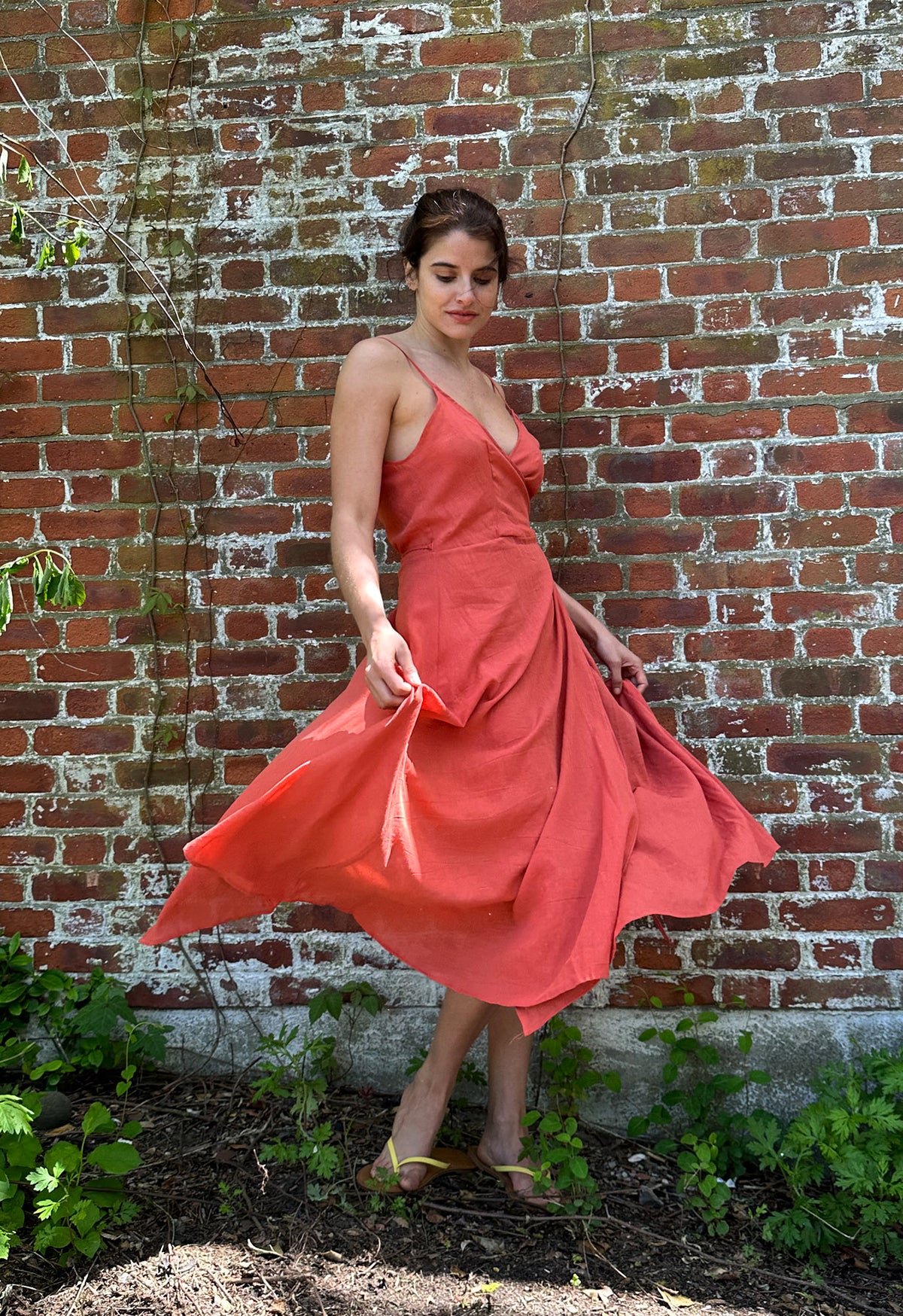 Ballet Wrap Dress in Guava Loup Charmant