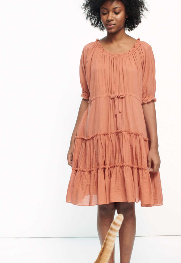 Kassos Dress in Terracotta