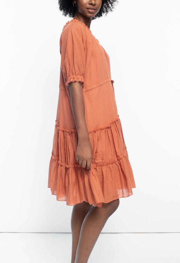 Kassos Dress in Terracotta