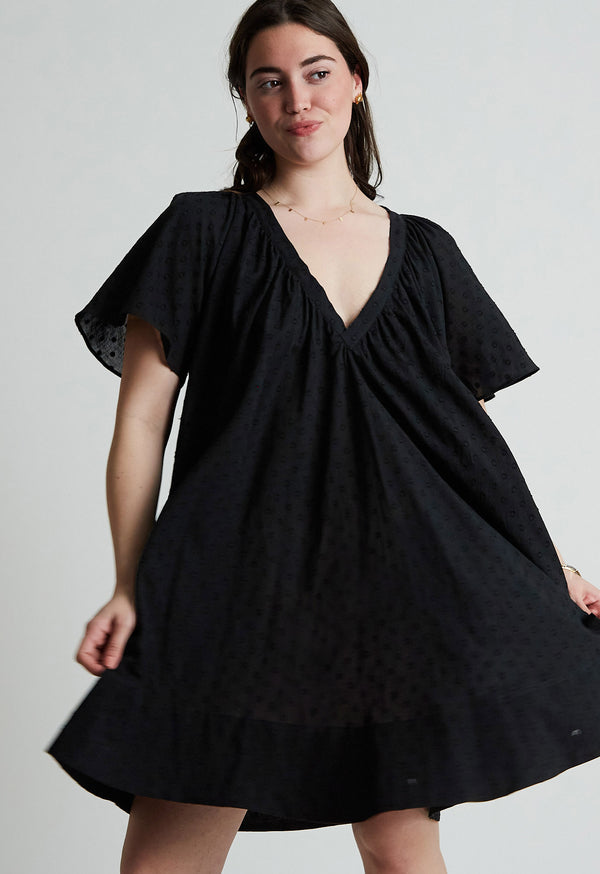 Tia Dress in Black Swiss Ellipse