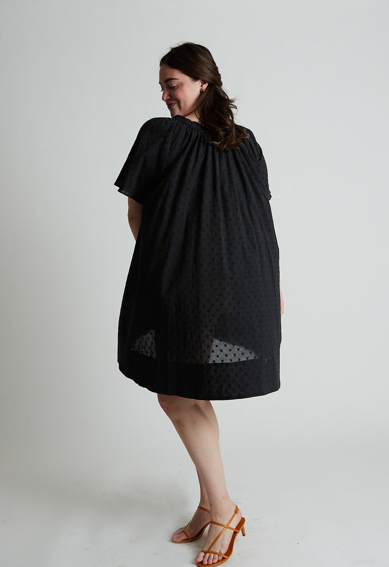 Tia Dress in Black Swiss Ellipse