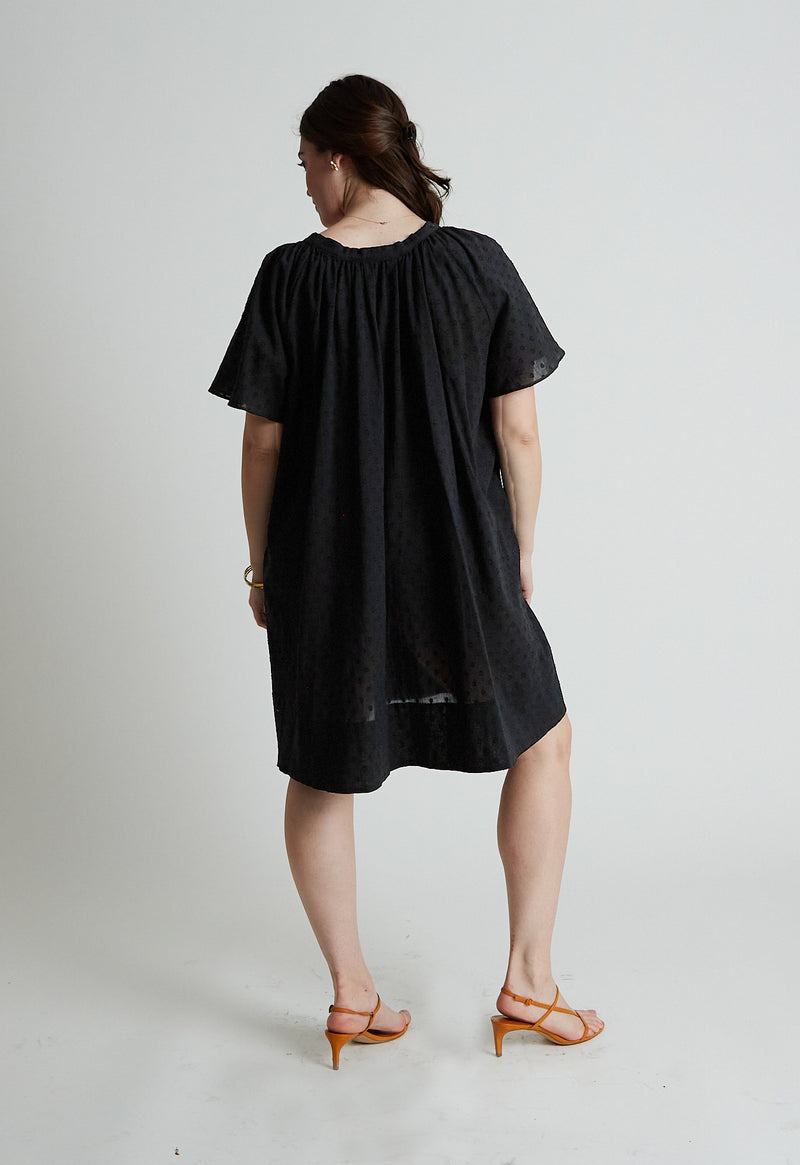 Tia Dress in Black Swiss Ellipse