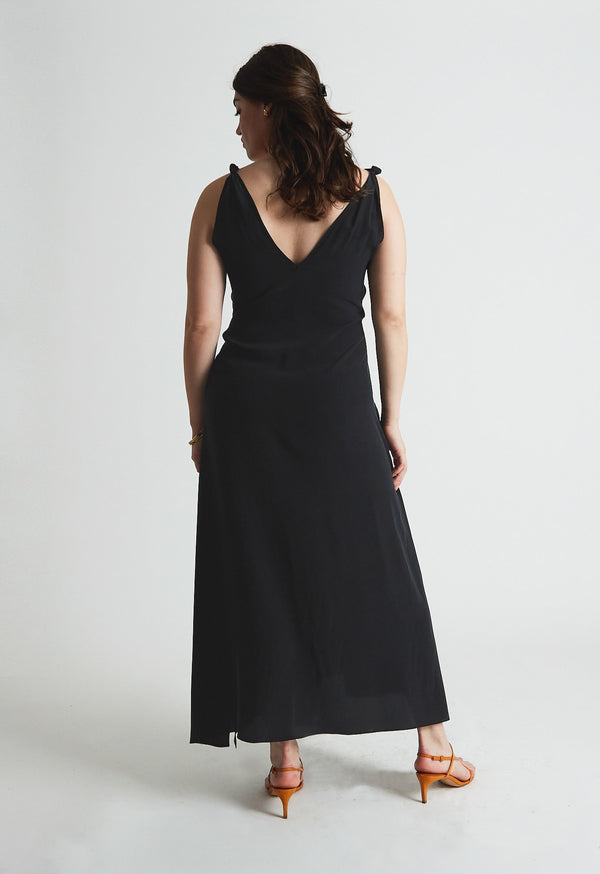 Diana Tie Waist Dress in Silk Crepe