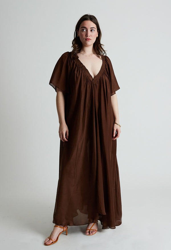 Hannah Gown in Chocolate Silk