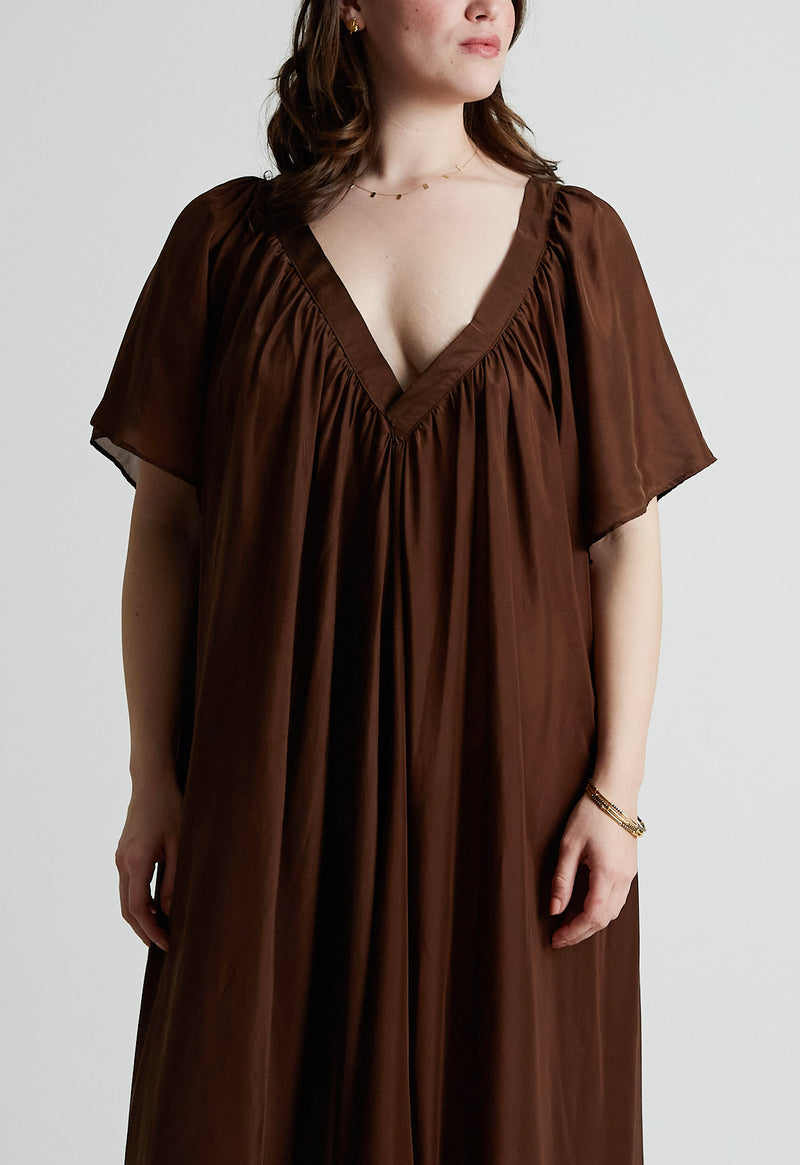 Hannah Gown in Chocolate Silk