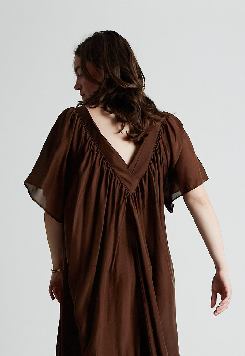 Hannah Gown in Chocolate Silk