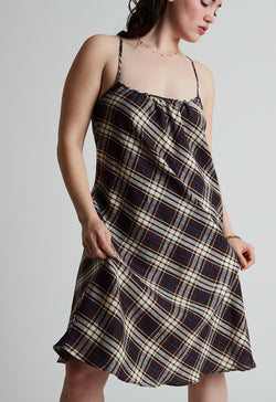 Benni Slip Dress in Chocolate Plaid