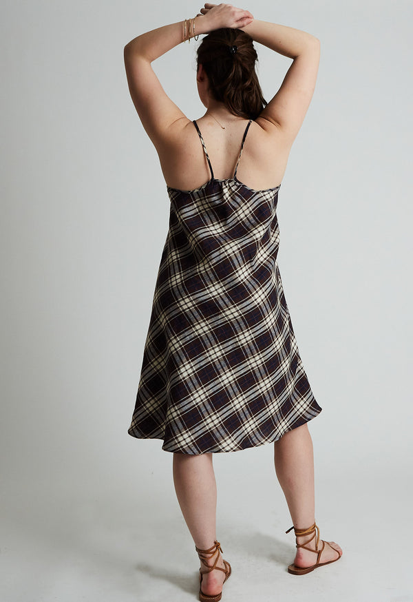 Benni Slip Dress in Chocolate Plaid