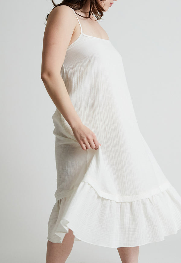 Celia Dress in White Gauze