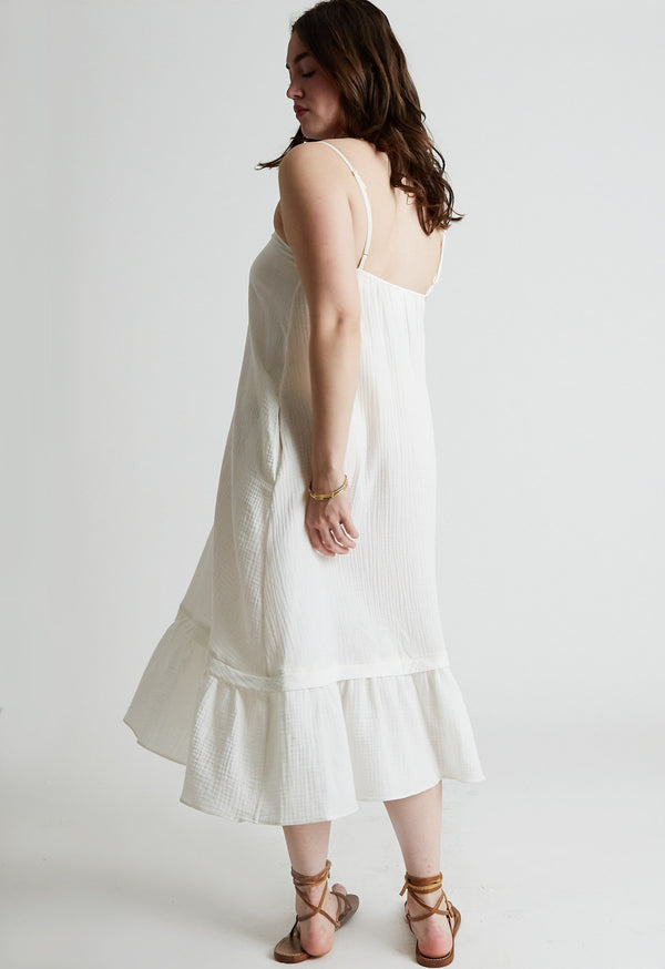Celia Dress in White Gauze