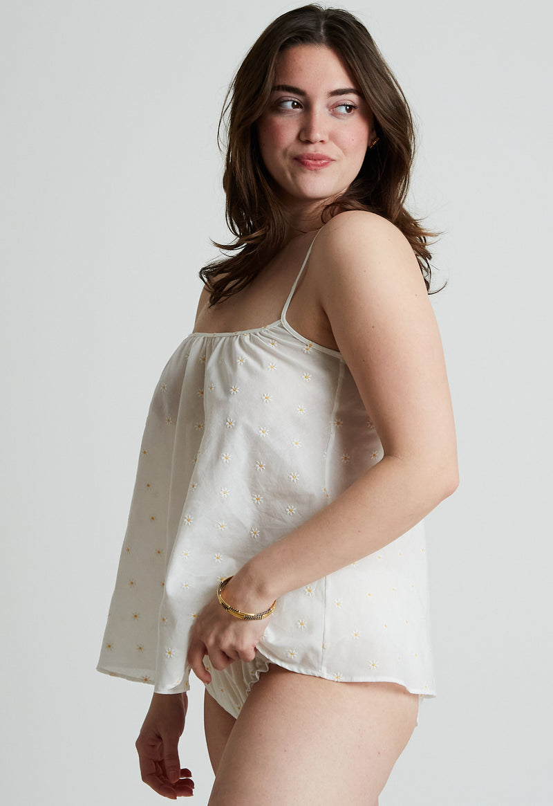 Scoop Tank in Daisy Embroidery