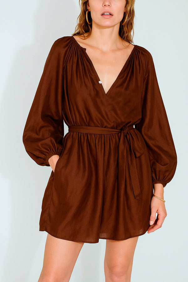 Peasant Tunic in Chocolate Silk