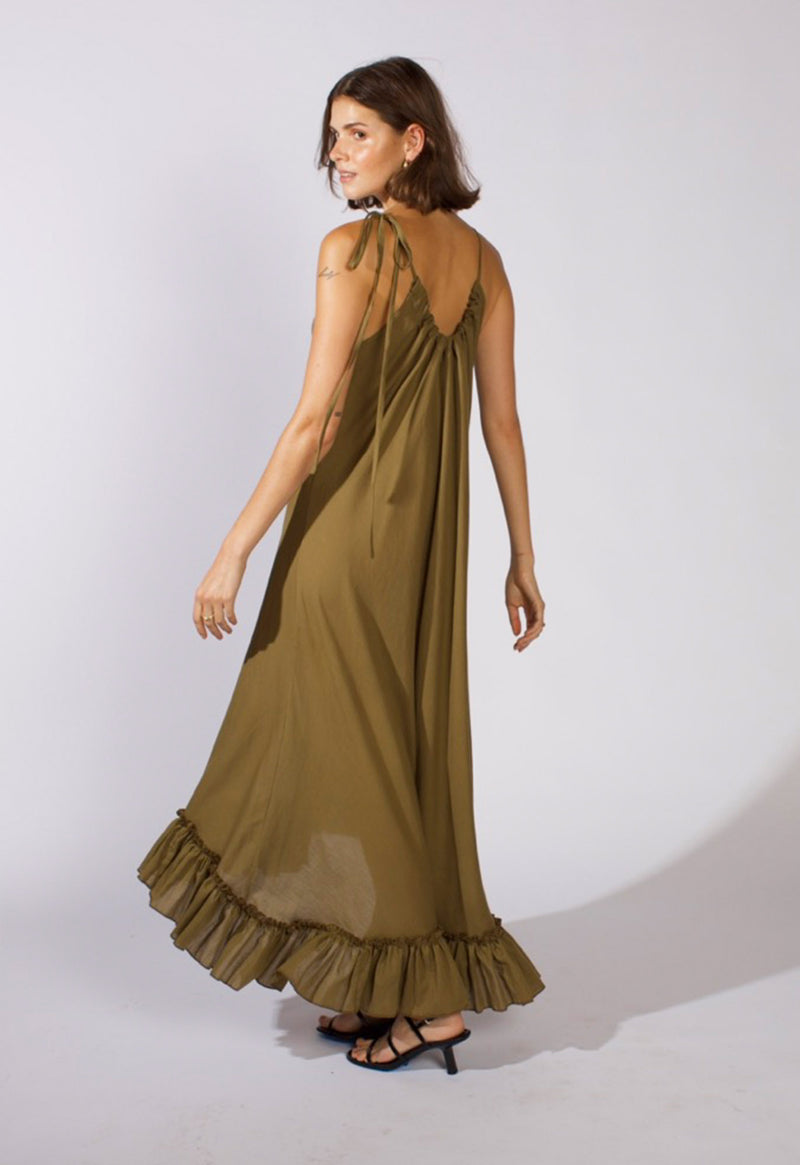 Anemone Dress in Deep Olive