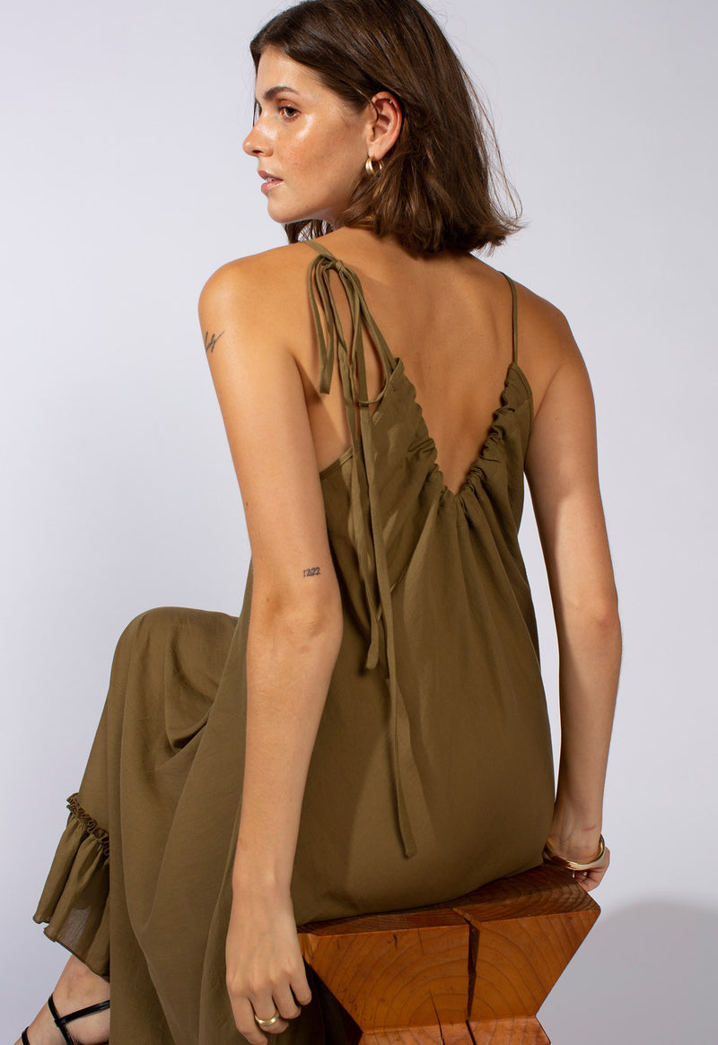 Anemone Dress in Deep Olive