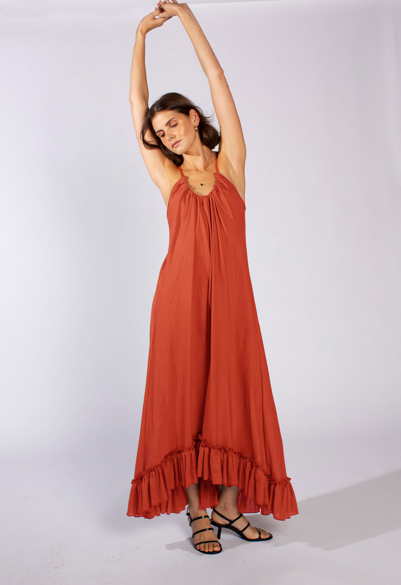 Anemone Dress in Guava