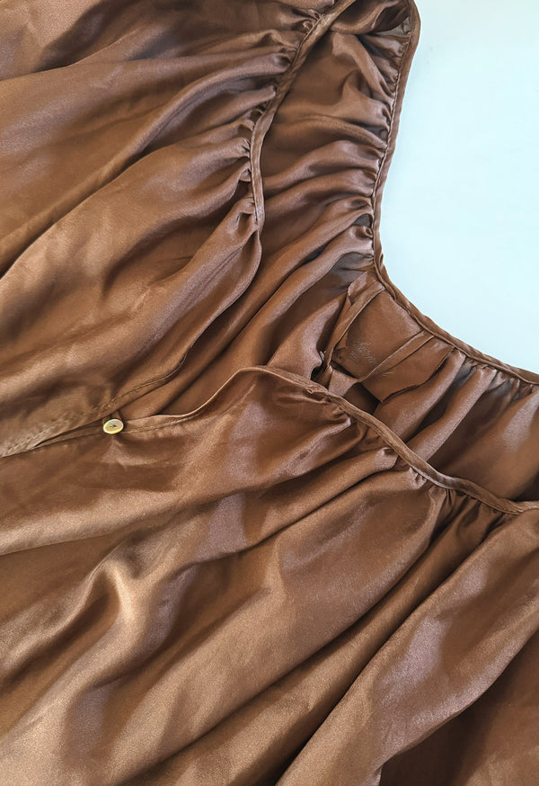 Peasant Tunic in Chocolate Silk
