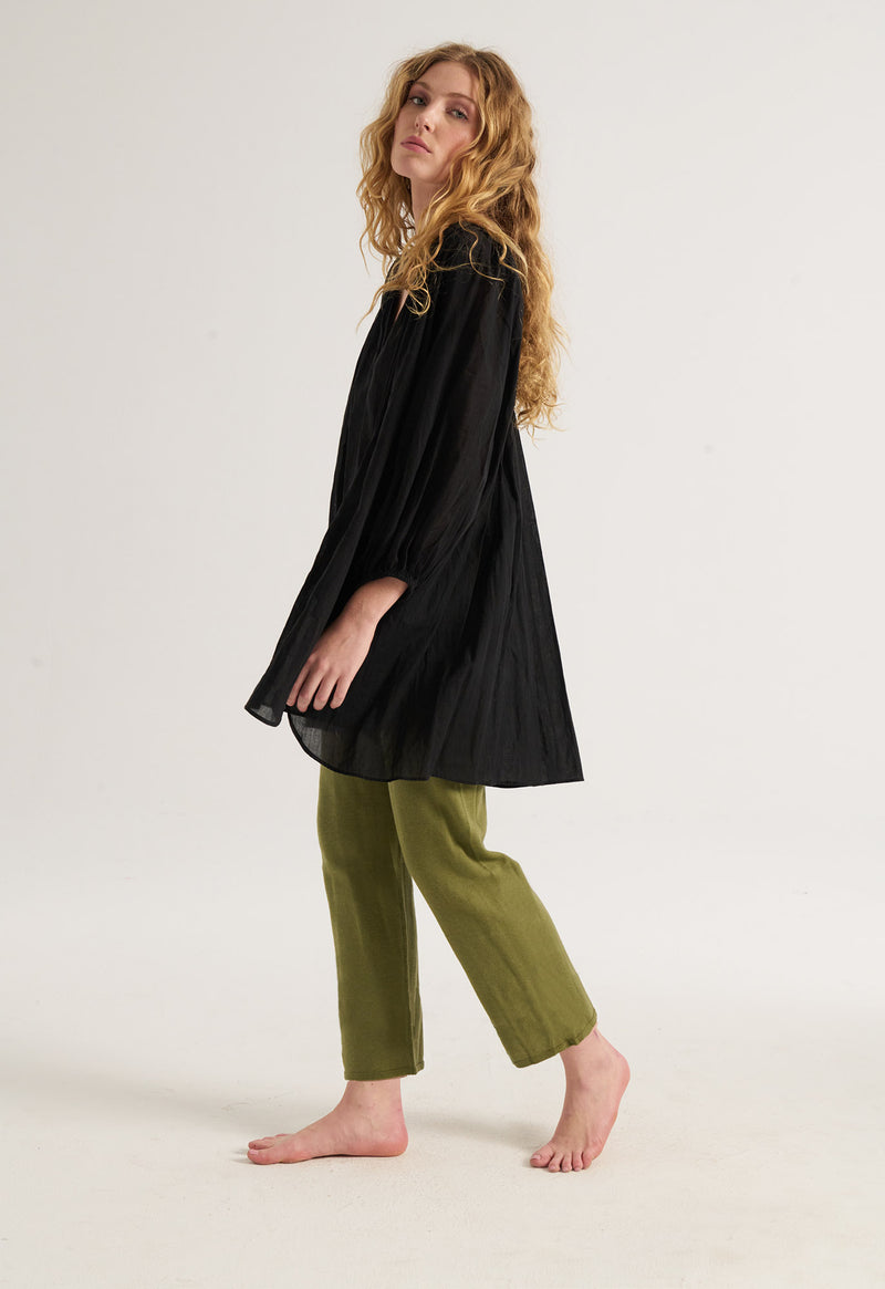 chinese dress ladies black pintuck peasant shirt dress – garygraham422 main image 1