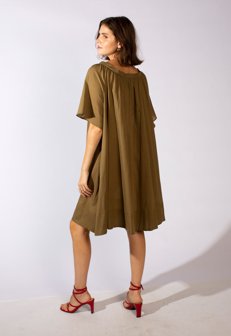 Tia Dress in Deep Olive