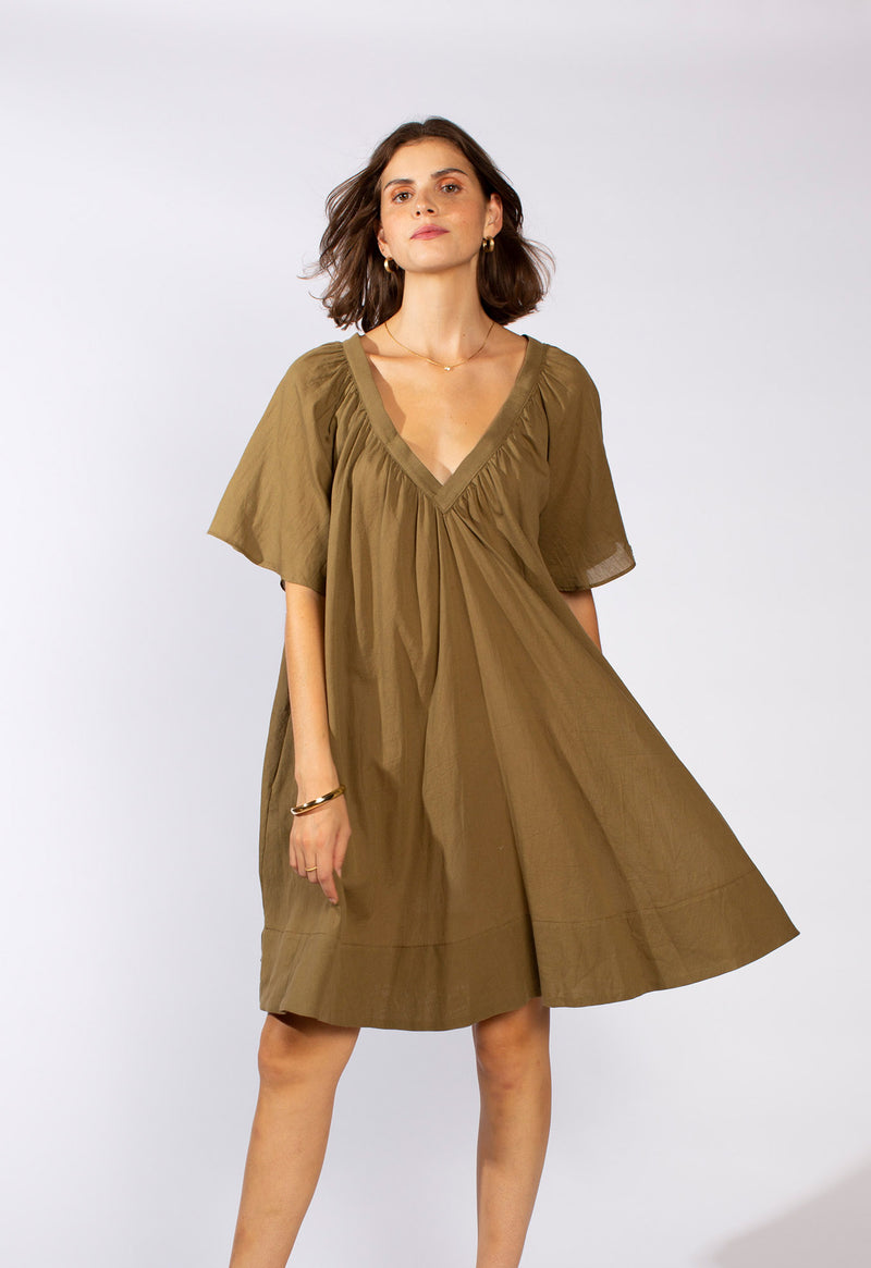 Tia Dress in Deep Olive