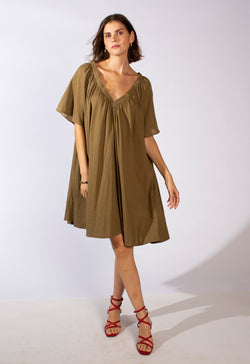 Tia Dress in Deep Olive