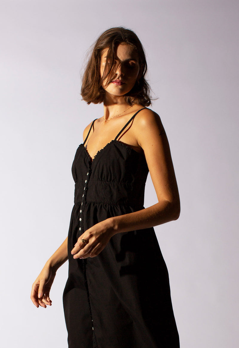 Avalon Dress in Black Poplin