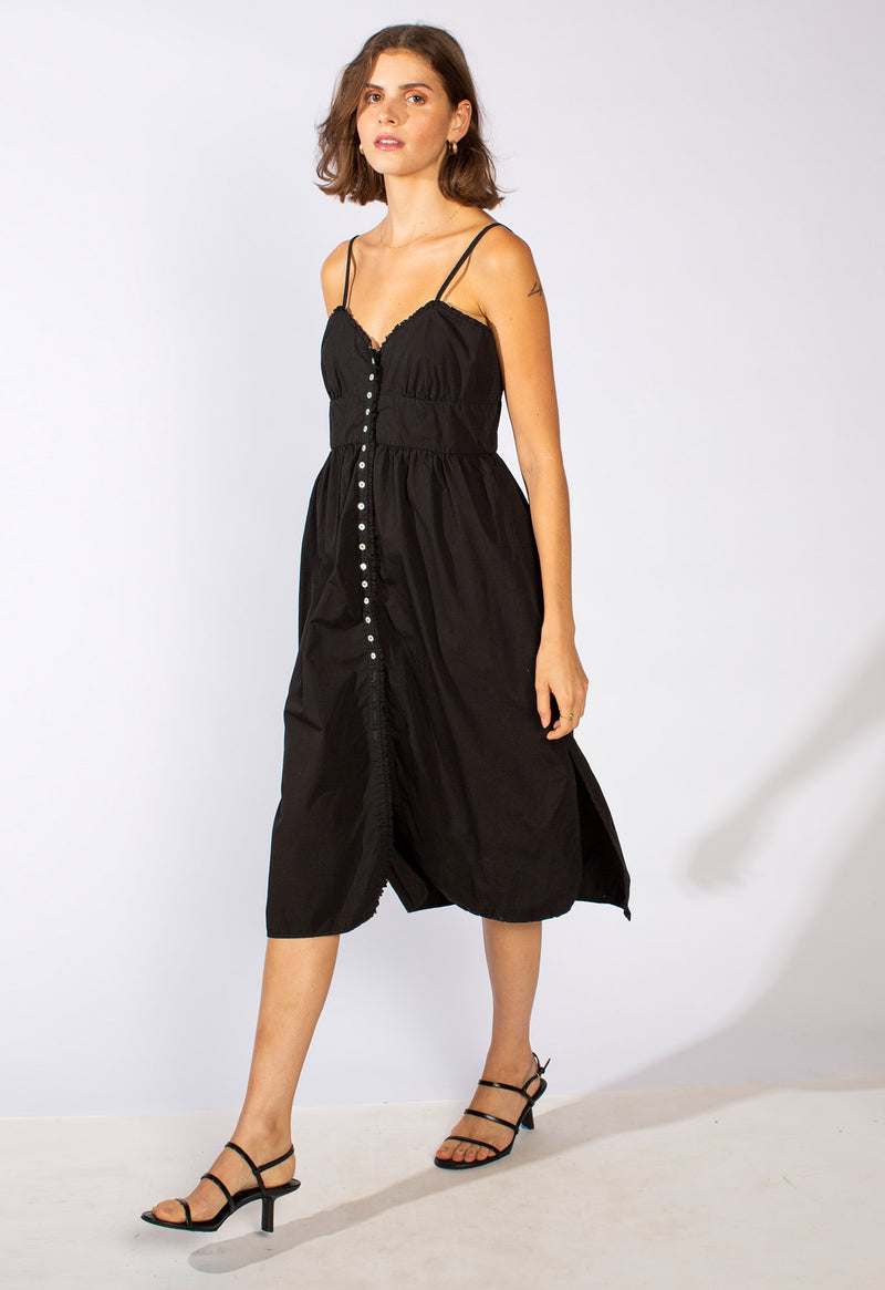 Avalon Dress in Black Poplin