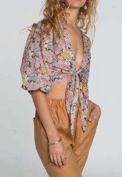 Carta Tie Top in Bordeaux Floral