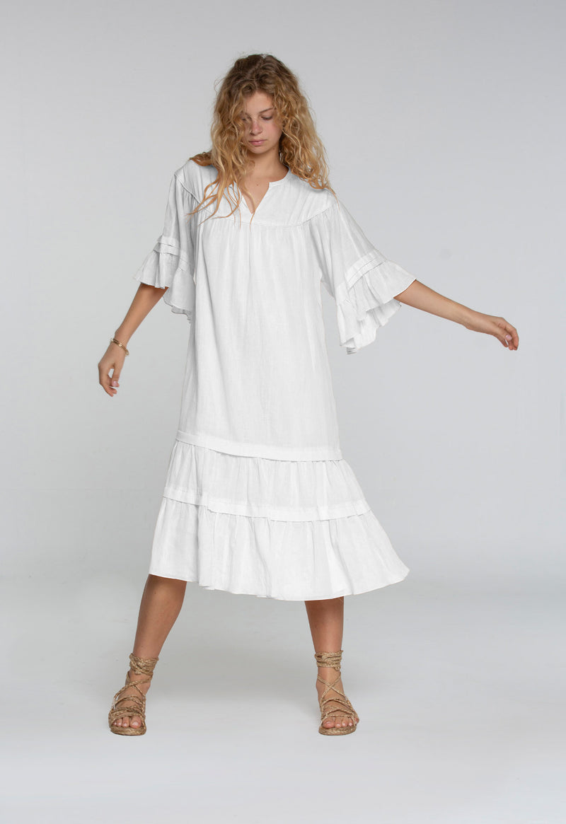 Collo Dress in White