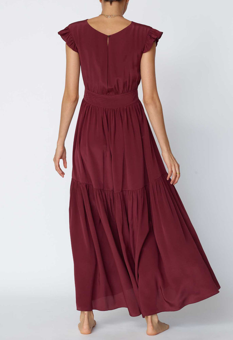 Mayette Dress in Raisin Silk