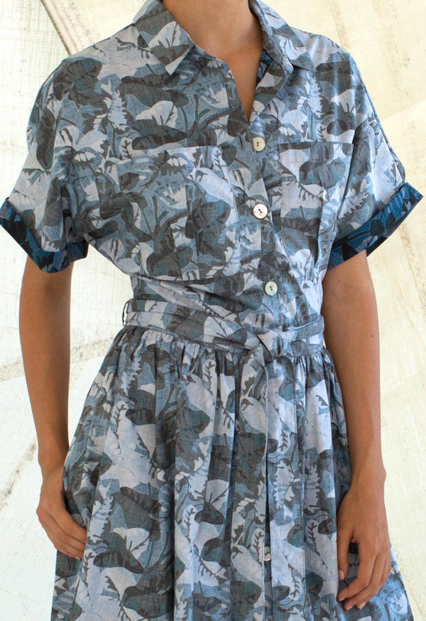 Pamlico Shirtdress in Poplin Print